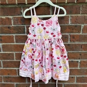 Vintage Pupi Strawberry Ladybug Butterfly Sundress Dress Size 2T 100% Cotton